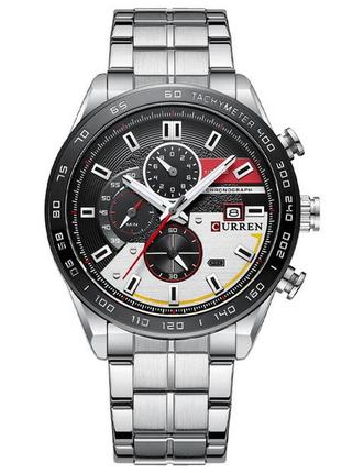 Водостойкие кварцевые часы curren chronograph silver