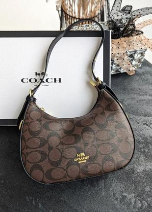 Сумка coach коуч коач багет трендовая белая коричневая4 фото