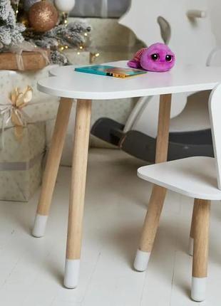 Детский столик облачко и стульчик зайчик (белый)