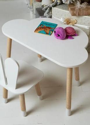 Детский столик облачко и стульчик зайчик (белый)