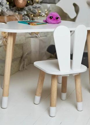 Детский столик облачко и стульчик зайчик (белый)
