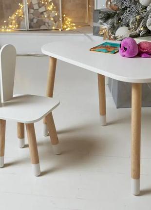 Детский столик облачко и стульчик зайчик (белый)