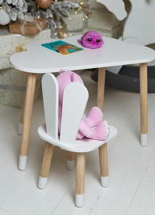 Детский столик облачко и стульчик зайчик (белый)