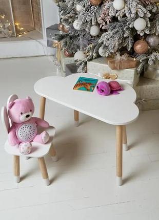 Детский столик облачко и стульчик зайчик (белый)