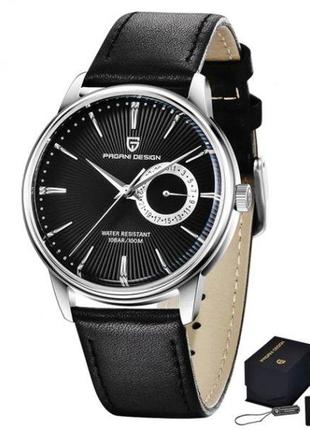 Классические водостойкие механические часы pagani design country 10 bar silvery3 фото