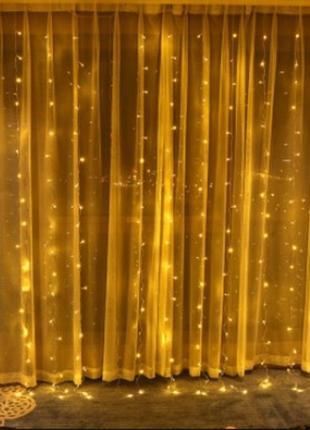 Світлодіодна гірлянда штора 400 led 3х3м (теплий білий)