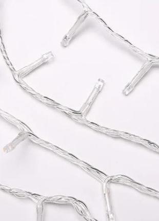 Светодиодная гирлянда штора водопад 240-ww led 3х2м (белый шнур, переходник) золотой свет