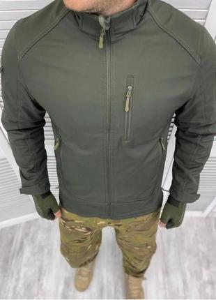Армейская тактическая куртка combat (ткань soft-shell) на флисе оливковый m
