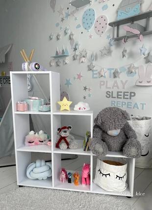 Детский стеллаж пирамидка полка для книг и игрушек (белый)