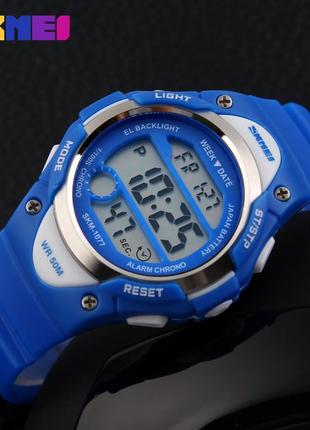 Детские наручные спортивные часы skmei 1077 (синий)