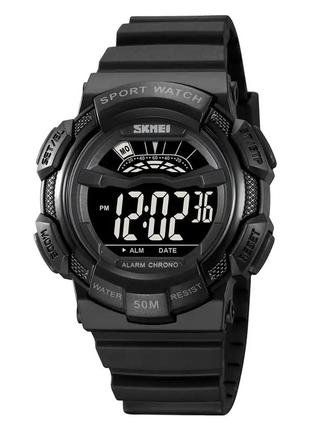 Мужские спортивные часы skmei 2153 (черные с черным циферблатом)