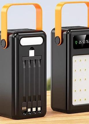 Портативний зовнішній акумулятор bilintong 60000mah power bank + led ліхтарик чорний2 фото