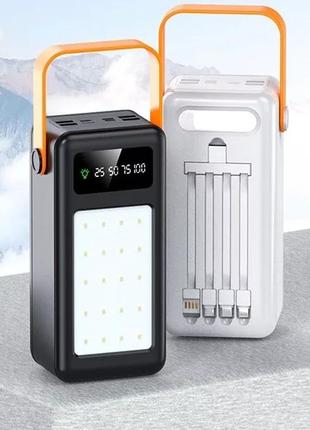 Портативний зовнішній акумулятор bilintong 60000mah power bank + led ліхтарик чорний6 фото