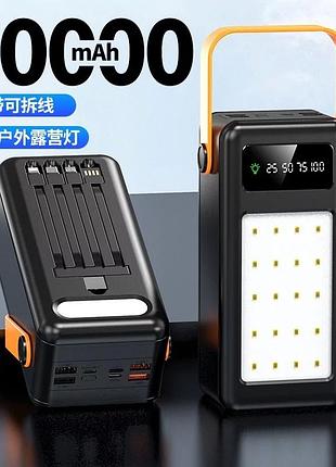 Портативний зовнішній акумулятор bilintong 60000mah power bank + led ліхтарик чорний3 фото