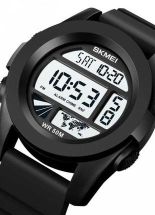 Тактические водостойкие кварцевые часы skmei world black