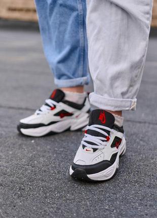 Жіночі кросівки nike m2k tekno black white “red logo | smb3 фото