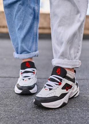 Жіночі кросівки nike m2k tekno black white “red logo | smb2 фото