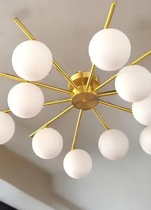 Светодиодная люстра лучи 5009 (золотая) на 10 плафонов