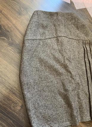 Серая юбка с рюшей баской ручная работа по фигуре размер xs s m4 фото