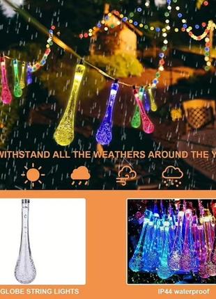 Світлодіодна гірлянда краплі (білий провід) мультицвет