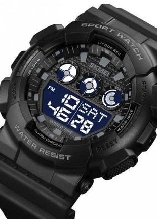 Тактические водостойкие кварцевые часы skmei stalker black