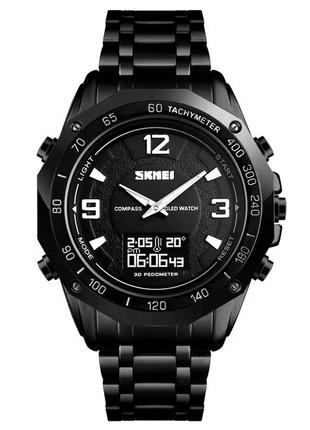 Чоловічий спортивний годинник з компасом skmei 1464 kompass pro (чорний)