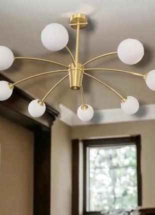 Світлодіодна люстра кулі 8914 (золотиста) 8 плафонів