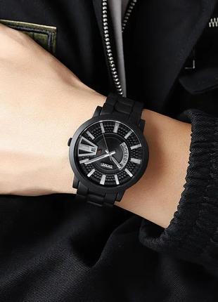 Мужские часы skmei 1985 на браслете (черные с серебристым)