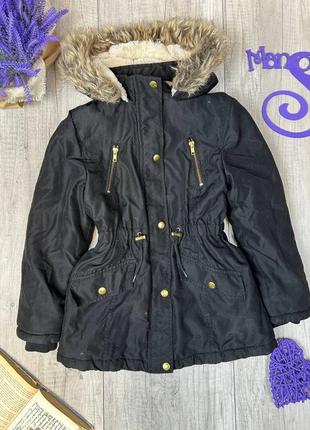 Куртка для дівчинки george єврозима чорна з капюшоном розмір 134-140 (9-10 років)