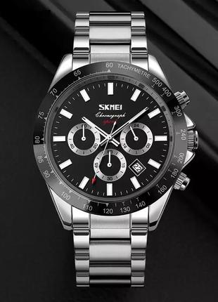 Чоловічий наручний класичний годинник skmei 9259 сріблястий