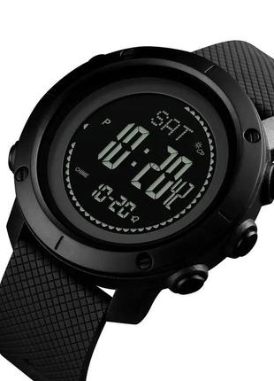 Чоловічий наручний спортивний годинник skmei 1427 compass + барометр (чорний)