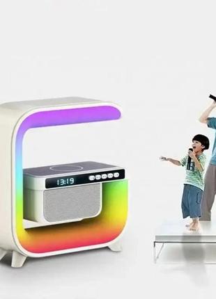Ночник светильник аккумуляторный rgb g-smart g3 mini + bluetooth колонка + беспроводная зарядка для телефона6 фото