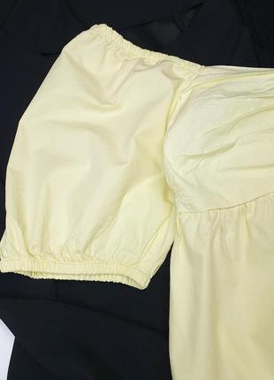 Лимонный топ блуза с открытыми плечами3 фото