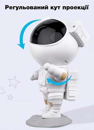 Лазерный ночник-проектор звездного неба астронавт 8 режимов свечения с пультом (белый)9 фото