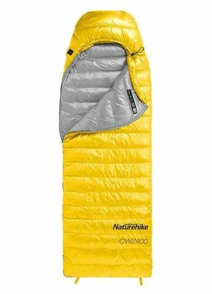 Спальник з натуральним пухом naturehike cwz400 nh19w400-z, (7°c), p-р l, жовтий