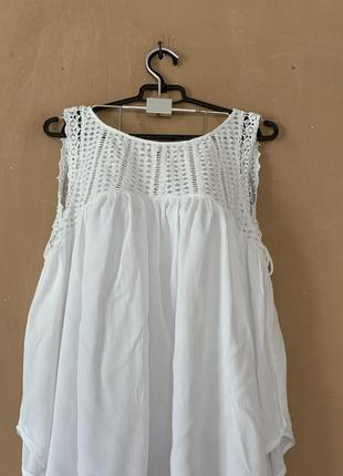 Белоснежная блуза белого цвета размер m l натуральная ткань2 фото