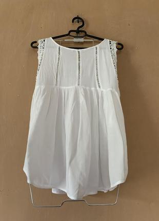 Белоснежная блуза белого цвета размер m l натуральная ткань4 фото