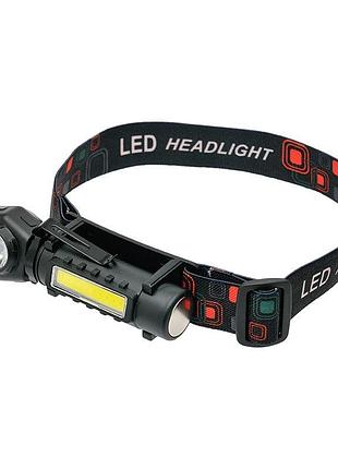 Ліхтарик налобний led rl-211 |type-c, xpe led+cob, magnetic fix torch| black