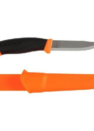 Нож morakniv companion f orange нержавеющая сталь прорезиненная рукоять с оранжевыми накладками