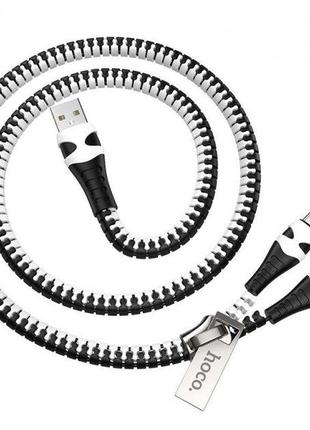 Кабель hoco combo 2 in 1 lightning/type-c zipper charging cable u97 |0.96m, 2.4a| black-white