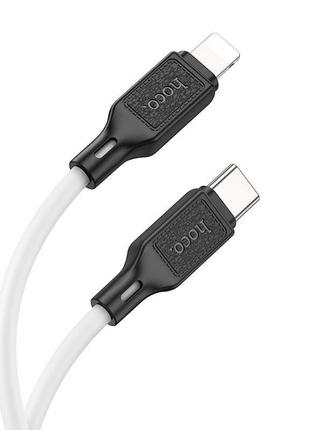 Кабель hoco x90 type-c to lightning cool silicone pd charging data cable 1m, 20w, 3a white