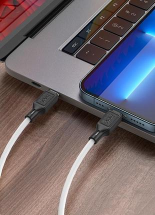 Кабель hoco x90 type-c to lightning cool silicone pd charging data cable 1m, 20w, 3a white