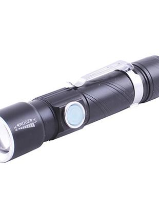 Ліхтар ручний police 802-t6 1х18650 затискач zoom microusb box чорний