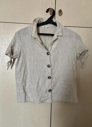 Блуза рубашка кофточка на пуговицах органическая катон / лен mango 🥭1 фото
