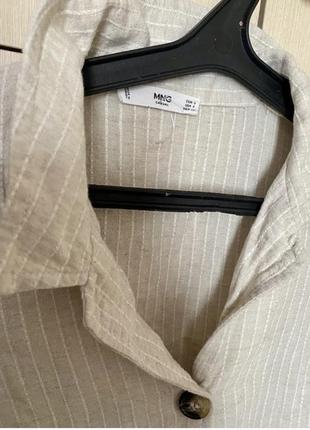 Блуза рубашка кофточка на пуговицах органическая катон / лен mango 🥭2 фото