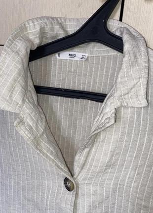 Блуза сорочка кофтинка на ґудзиках органічна катон /льон mango 🥭6 фото