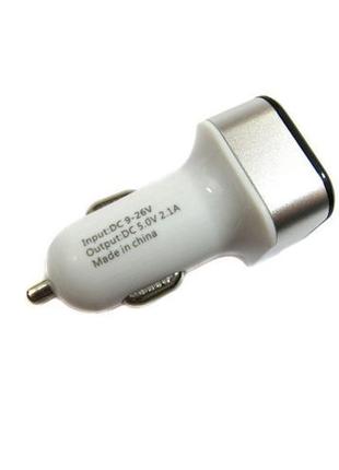Адаптер автомобільний 12в car usb usb hc-1 lcd white