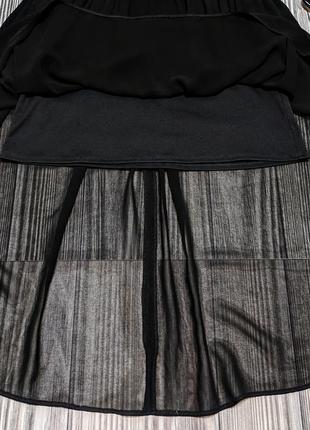 Чёрное шифоновое миди платье с кружевом atmosphere4 фото