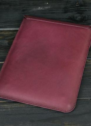 Кожаный чехол для macbook дизайн №25, натуральная кожа итальянский краст, цвет бордо4 фото
