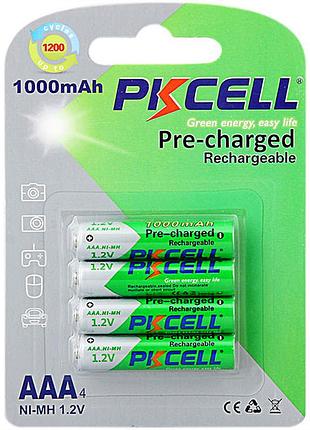 Акумулятор aaa pkcell aaa1000-4b 1000mah 1.2v ni-mh rtu rechargeable battery 4pcs/card